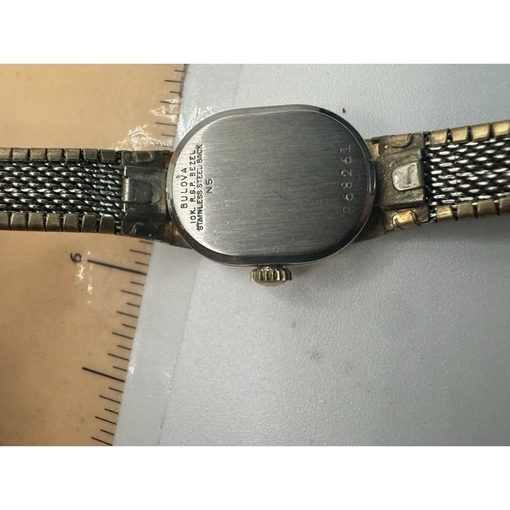Vintage Bulova Ladies Wind Up Watch 10k‎ Gold RGP Bezel Missing Crystal
